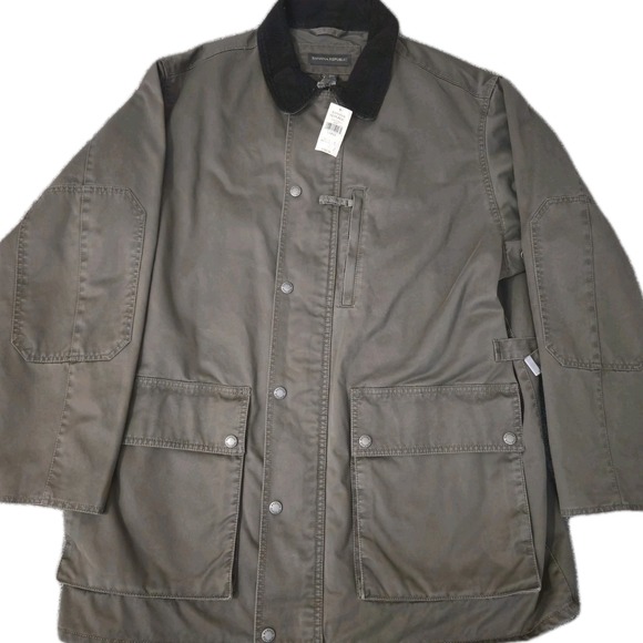 NWT Banana Republic Men's Large Green Safari Utility Hunting Work Field Jacket